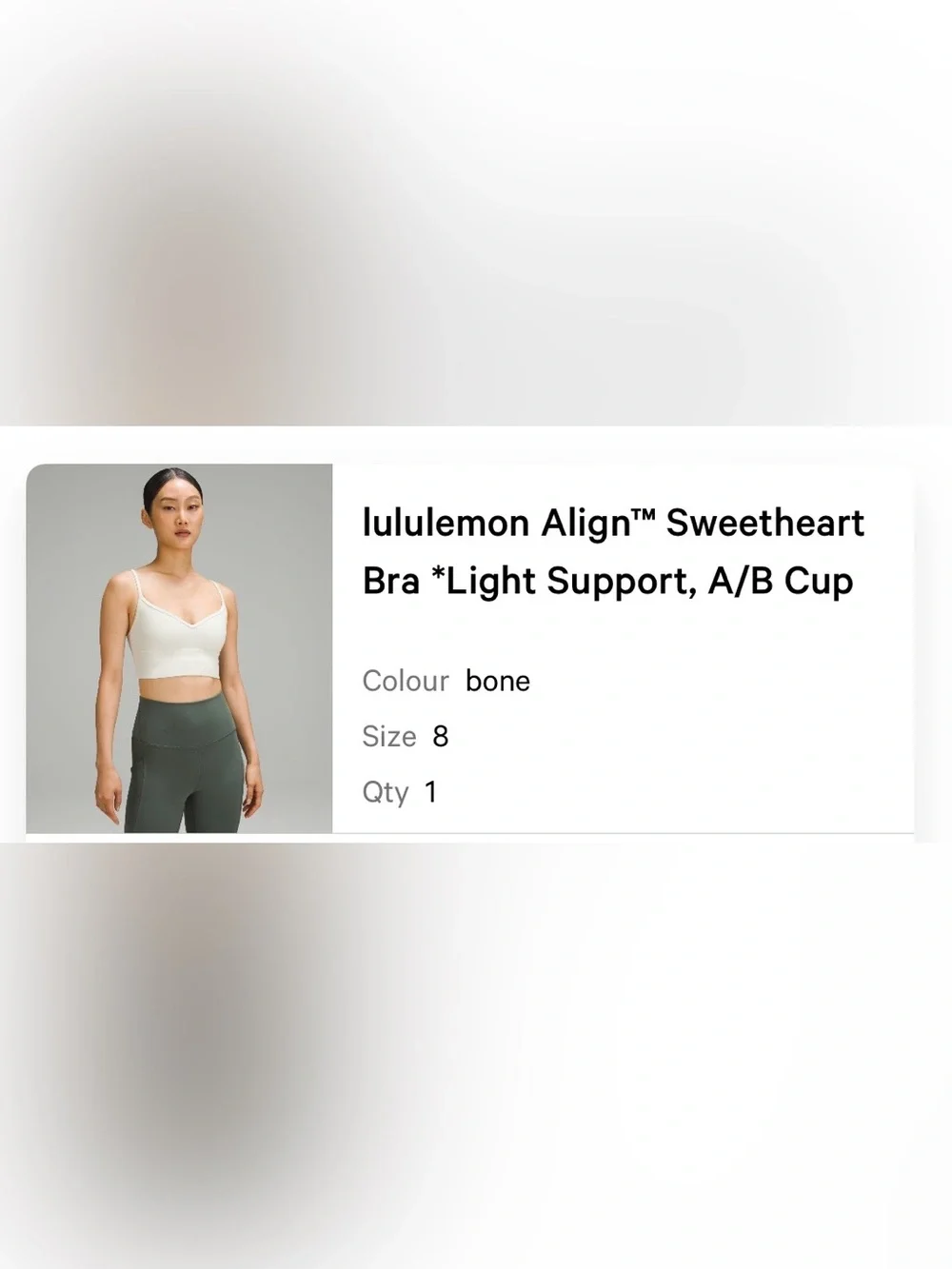 Lululemon Align Sweetheart Sports Bra - Bone - Size 8